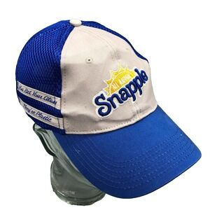 Snapple Trucker Hat Cap Blue Side Stripes Strap Back Soda Pop Promo Giveaway